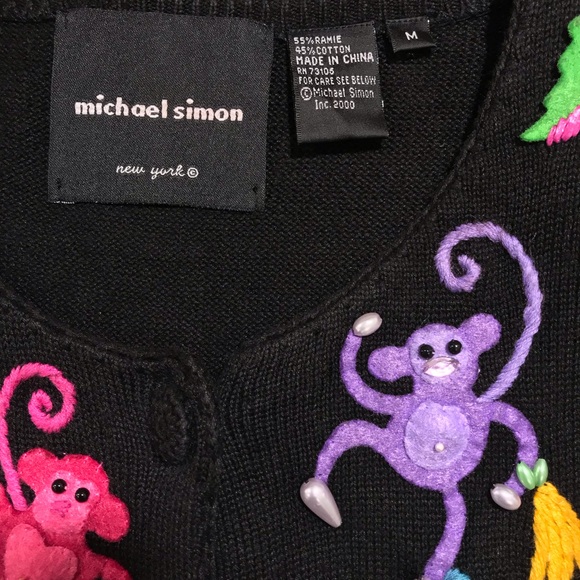 Michael Simon Barrel Full Of Monkeys Cardigan - Women’s Medium - Picture 9 of 10
